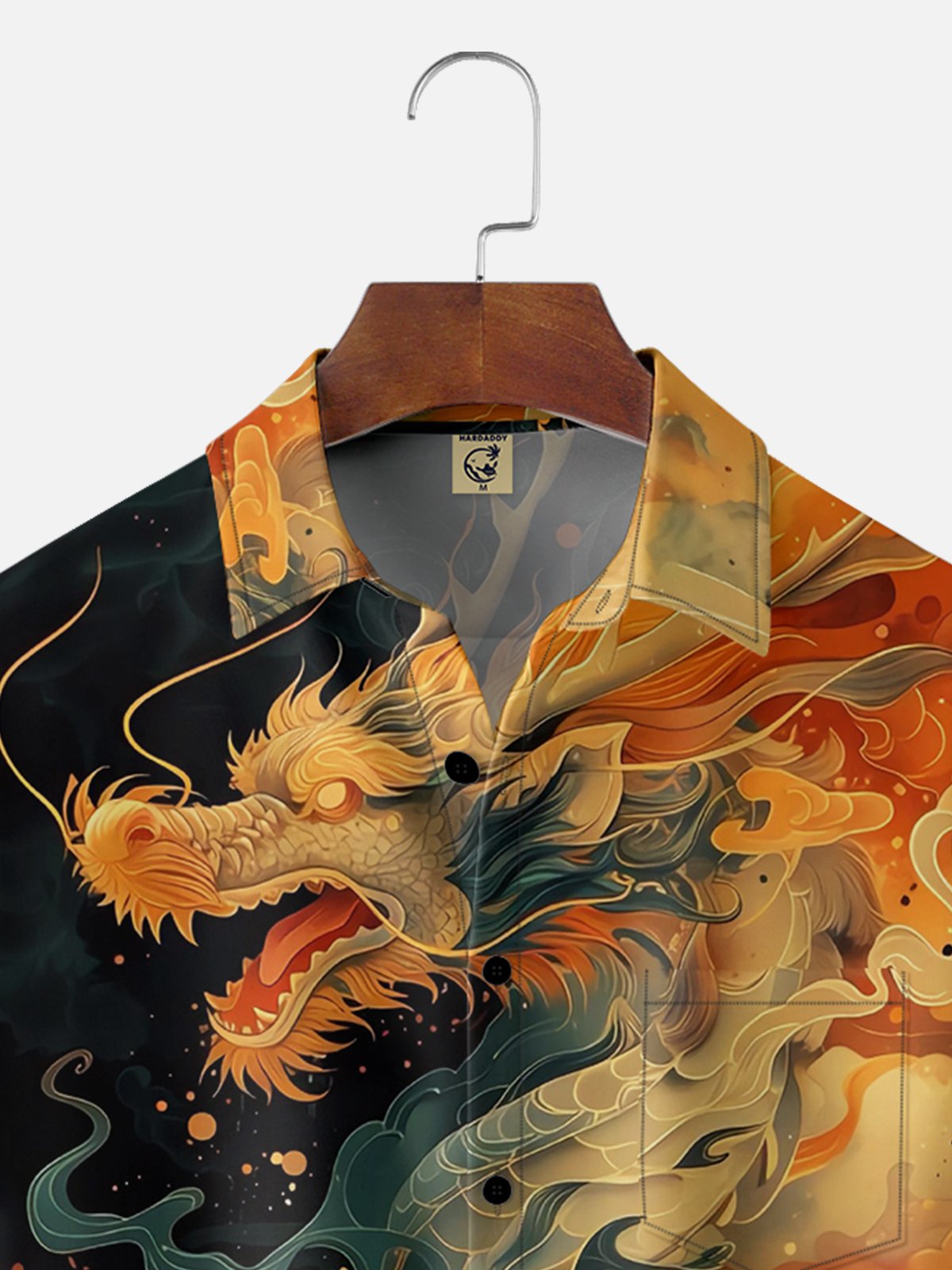 Moisture-wicking Ukiyo-e Dragon Chest Pocket Casual Shirt