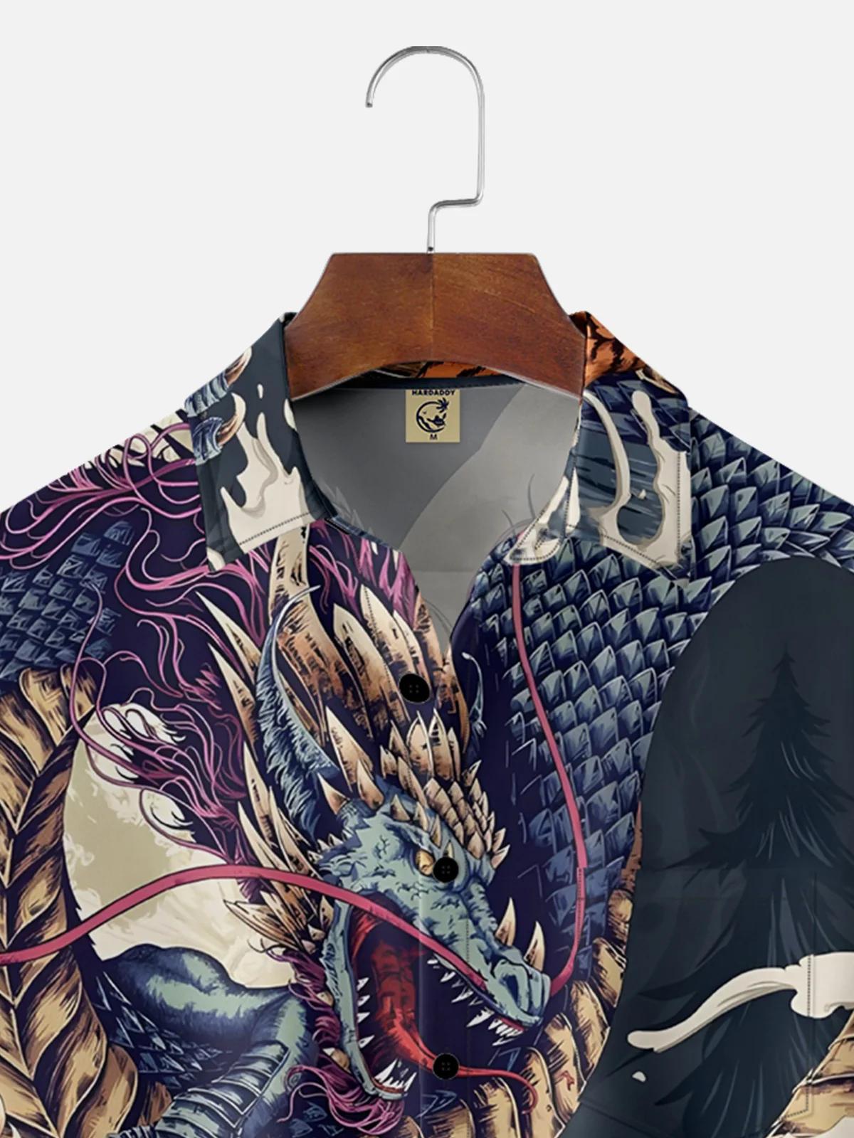 Moisture-wicking Ukiyo-e Dragon Tiger Chest Pocket Casual Shirt