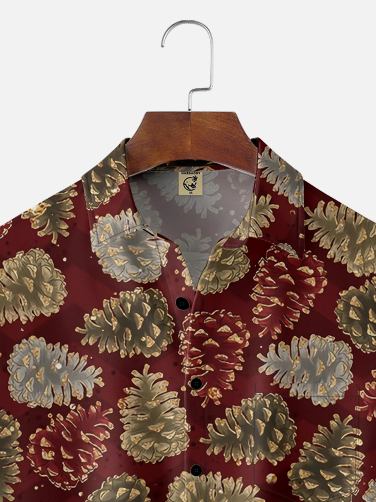 Moisture-wicking Christmas Pinecones Chest Pocket Casual Shirt