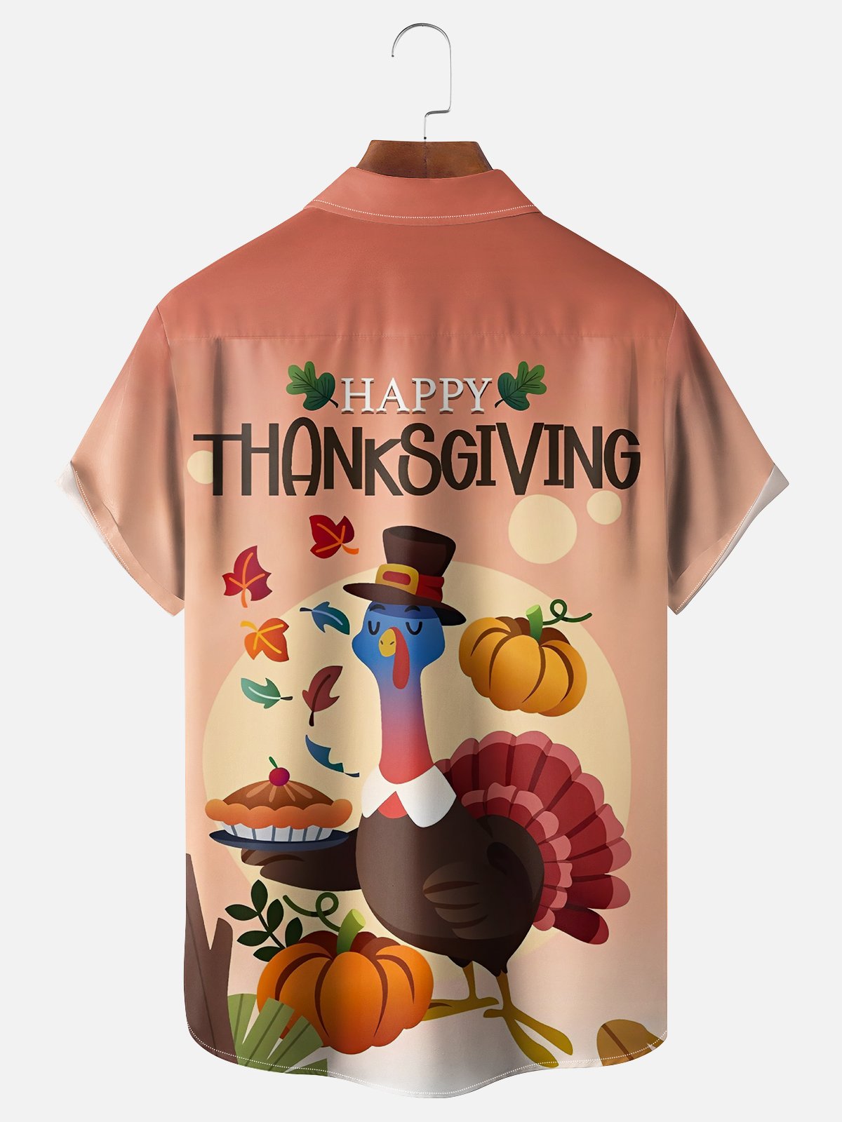 Moisture-wicking Thanksgiving Turkey Pumpkin Chest Pocket Casual Shirt