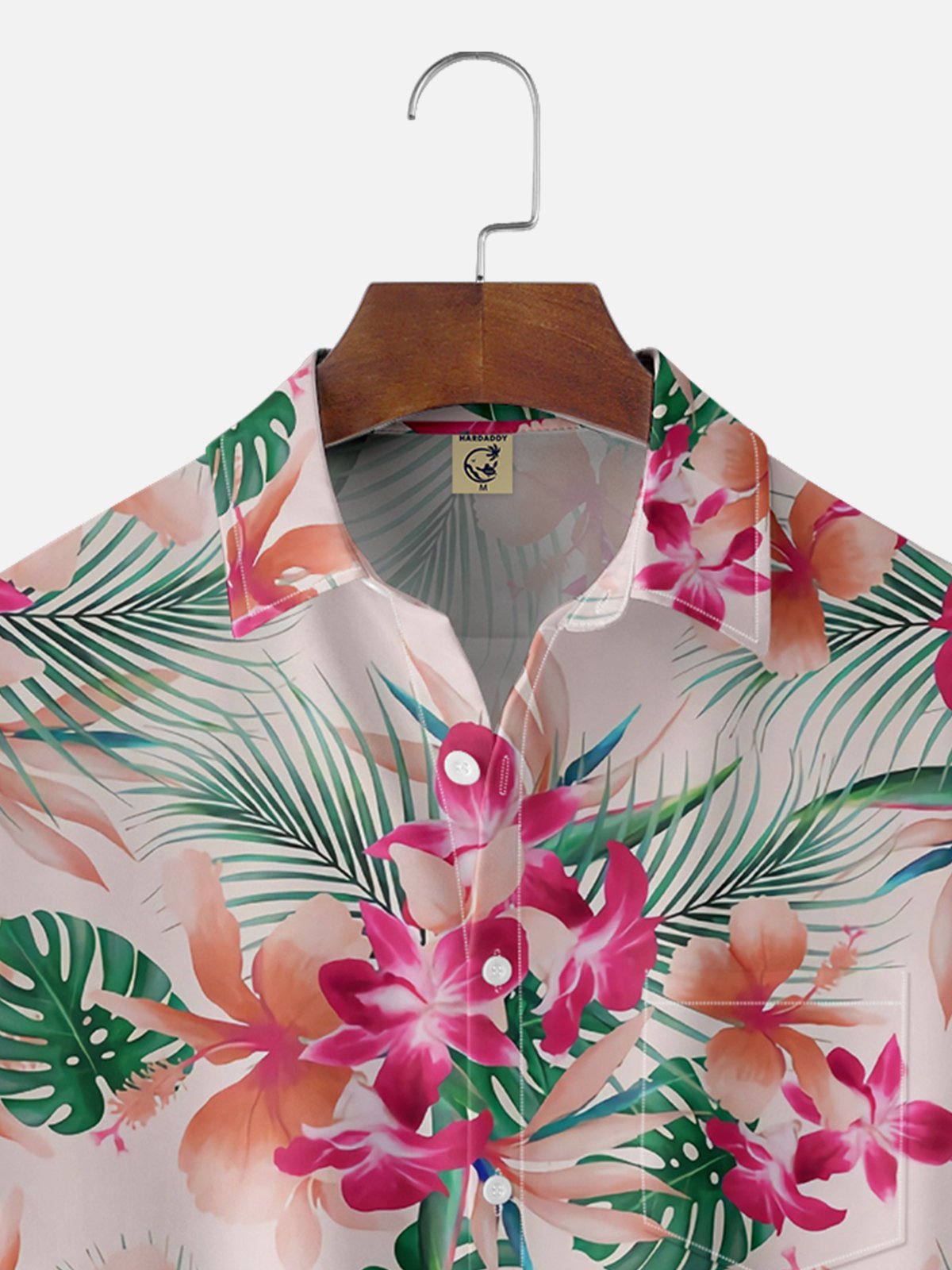 Moisture-wicking Tropical Floral Chest Pocket Hawaiian Shirt