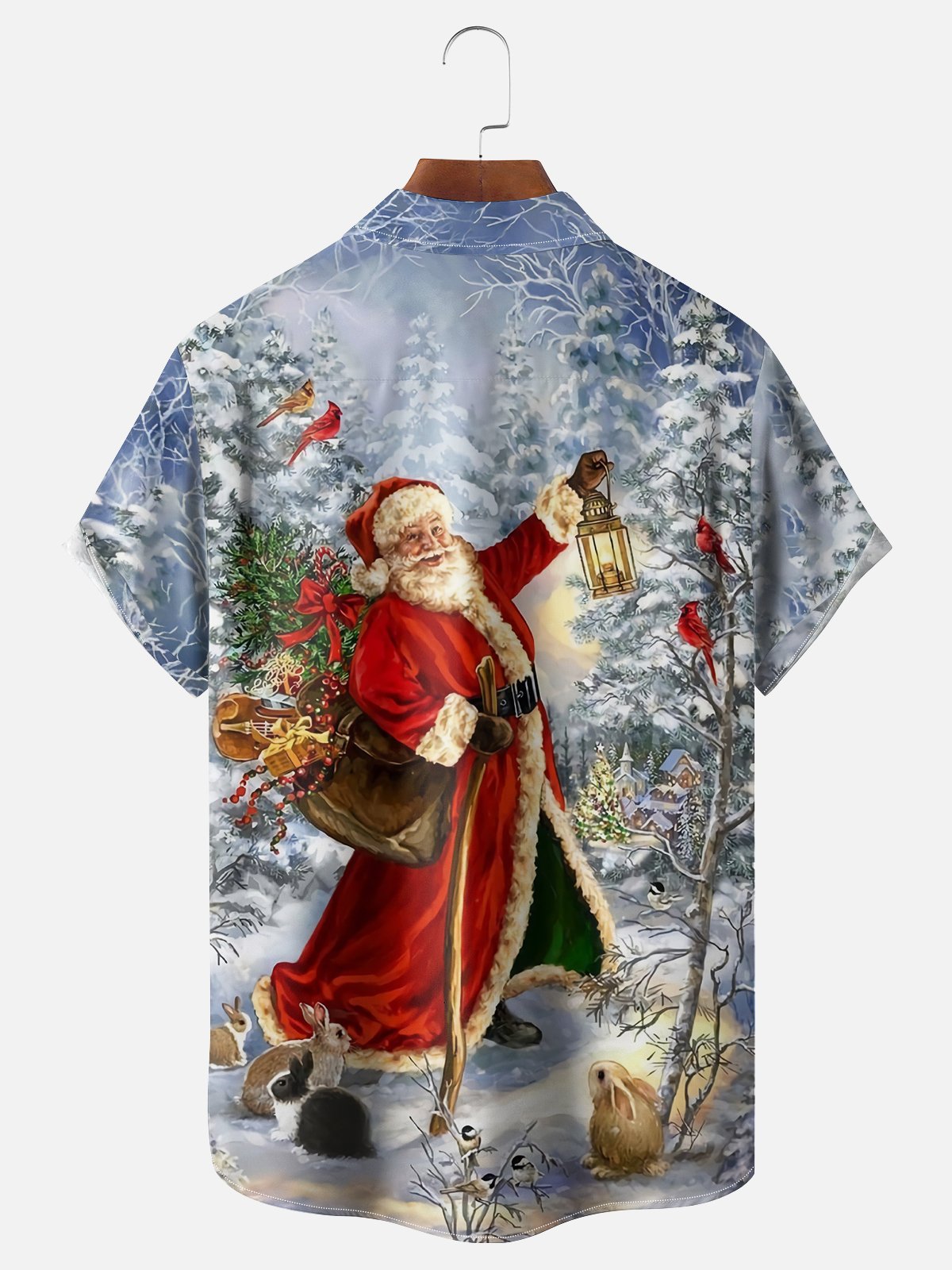 Moisture-wicking Christmas Santa Claus Chest Pocket Holiday Shirt