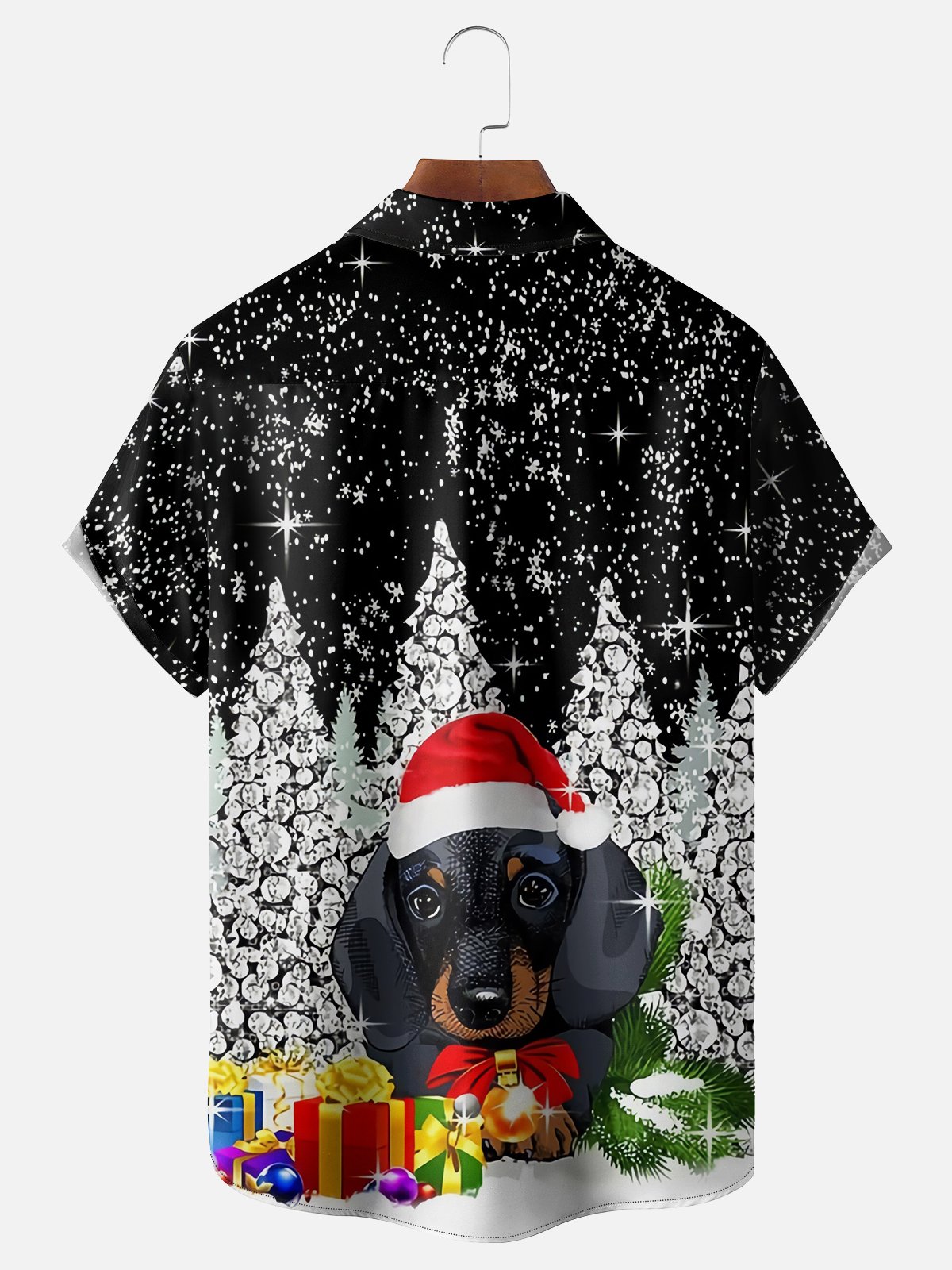 Moisture-wicking Christmas Dog Chest Pocket Casual Shirt