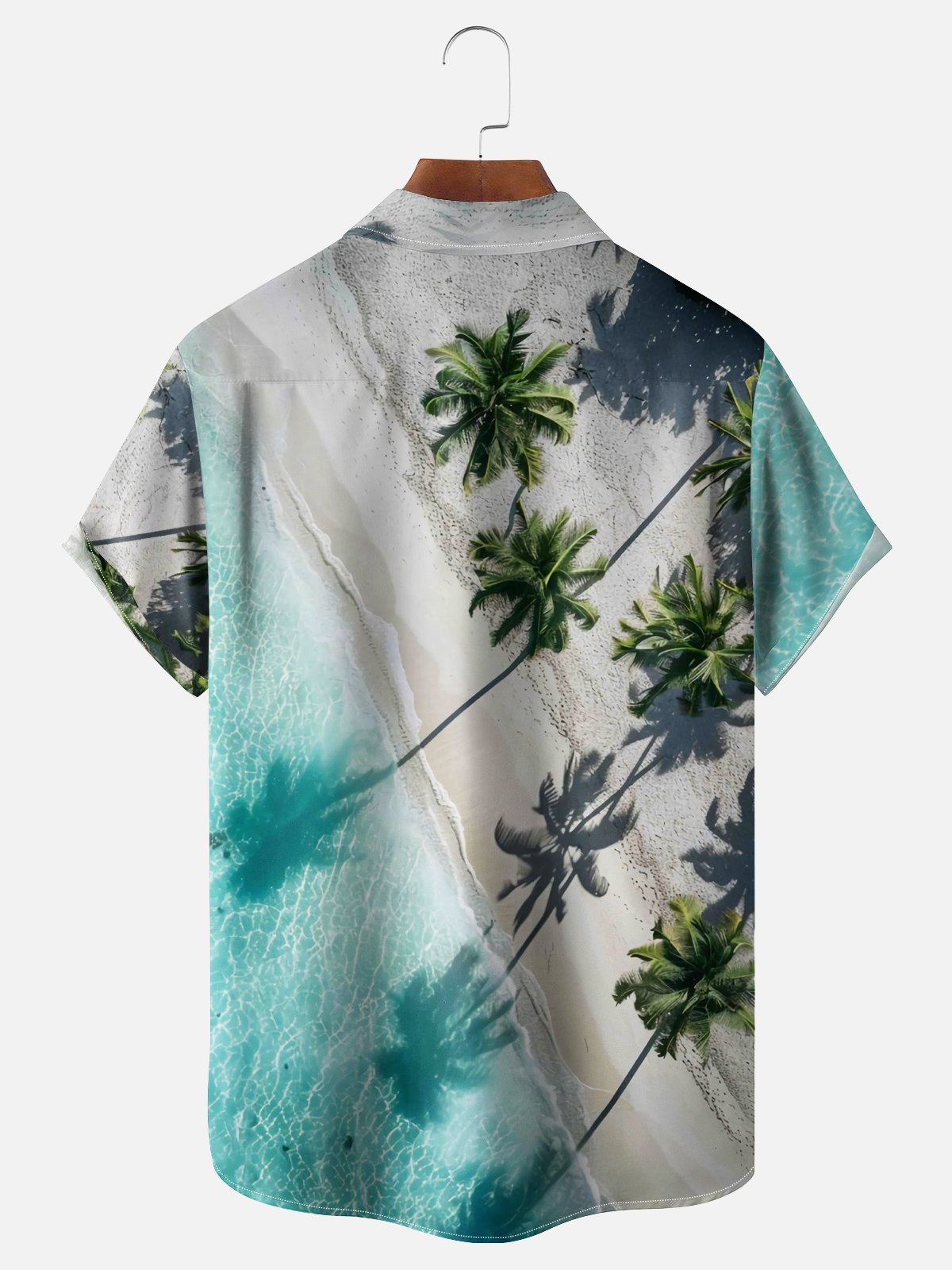 Moisture-wicking Vacation Tropical Beach Palm Tree Chest Pocket Hawaiian Shirt