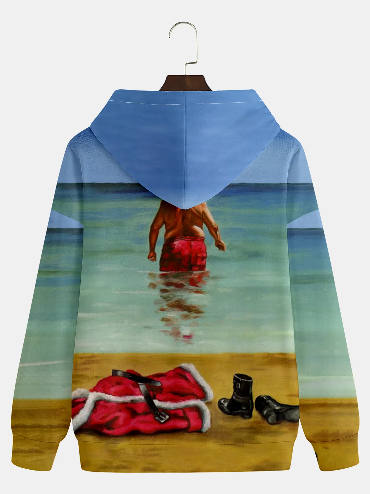 Funny Beach Santa Hoodie Sweatshirt