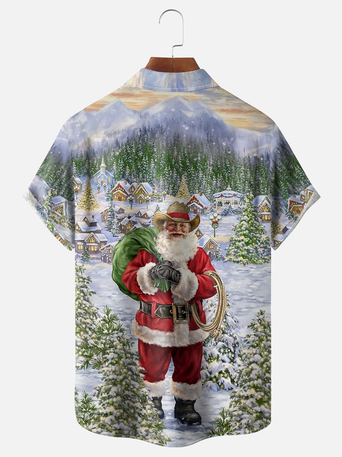 Moisture-wicking Christmas Santa Chest Pocket Holiday Shirt