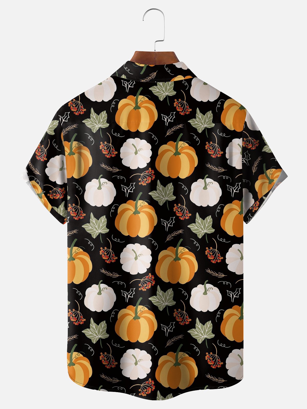 Moisture-wicking Thanksgiving Turkey Pumpkin Chest Pocket Casual Shirt