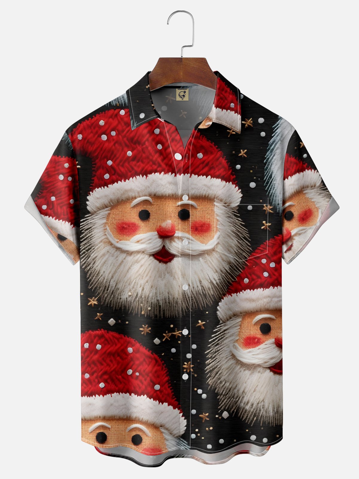 Moisture-wicking Christmas Santa Claus Chest Pocket Casual Shirt