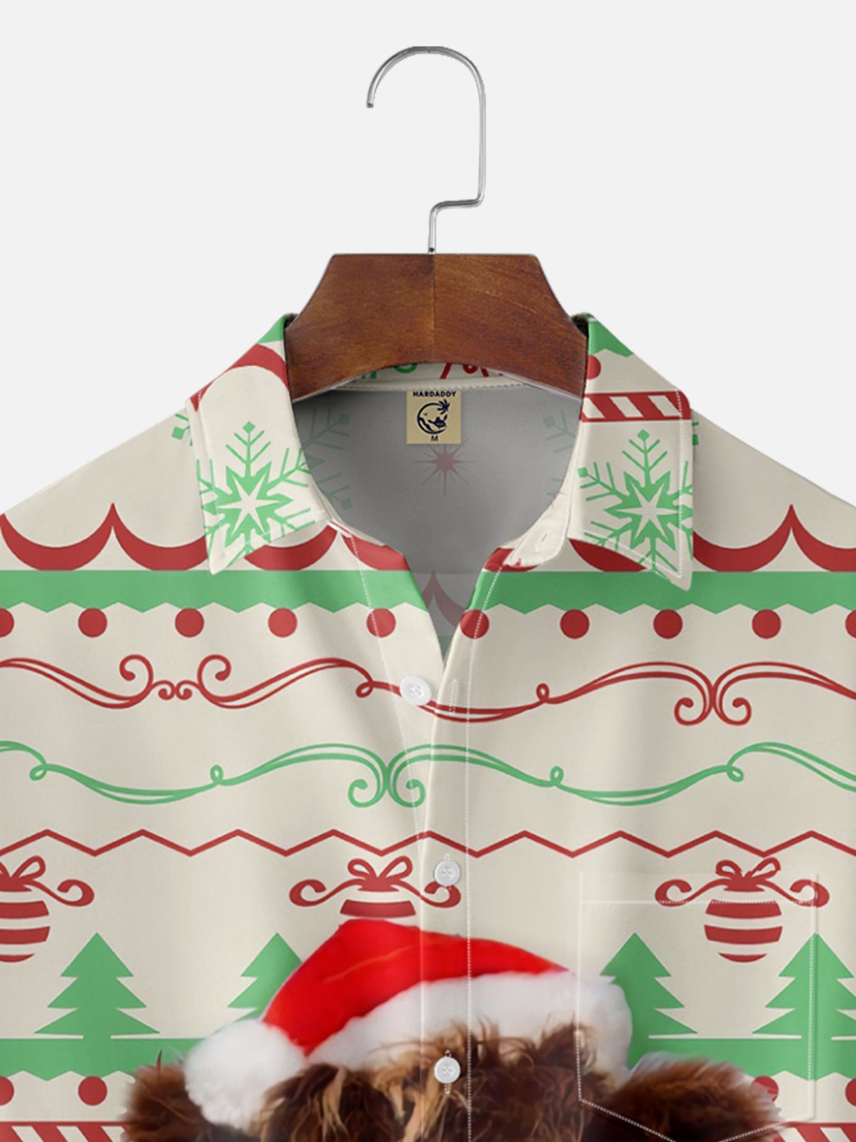 Moisture-wicking Christmas Calf Chest Pocket Casual Shirt