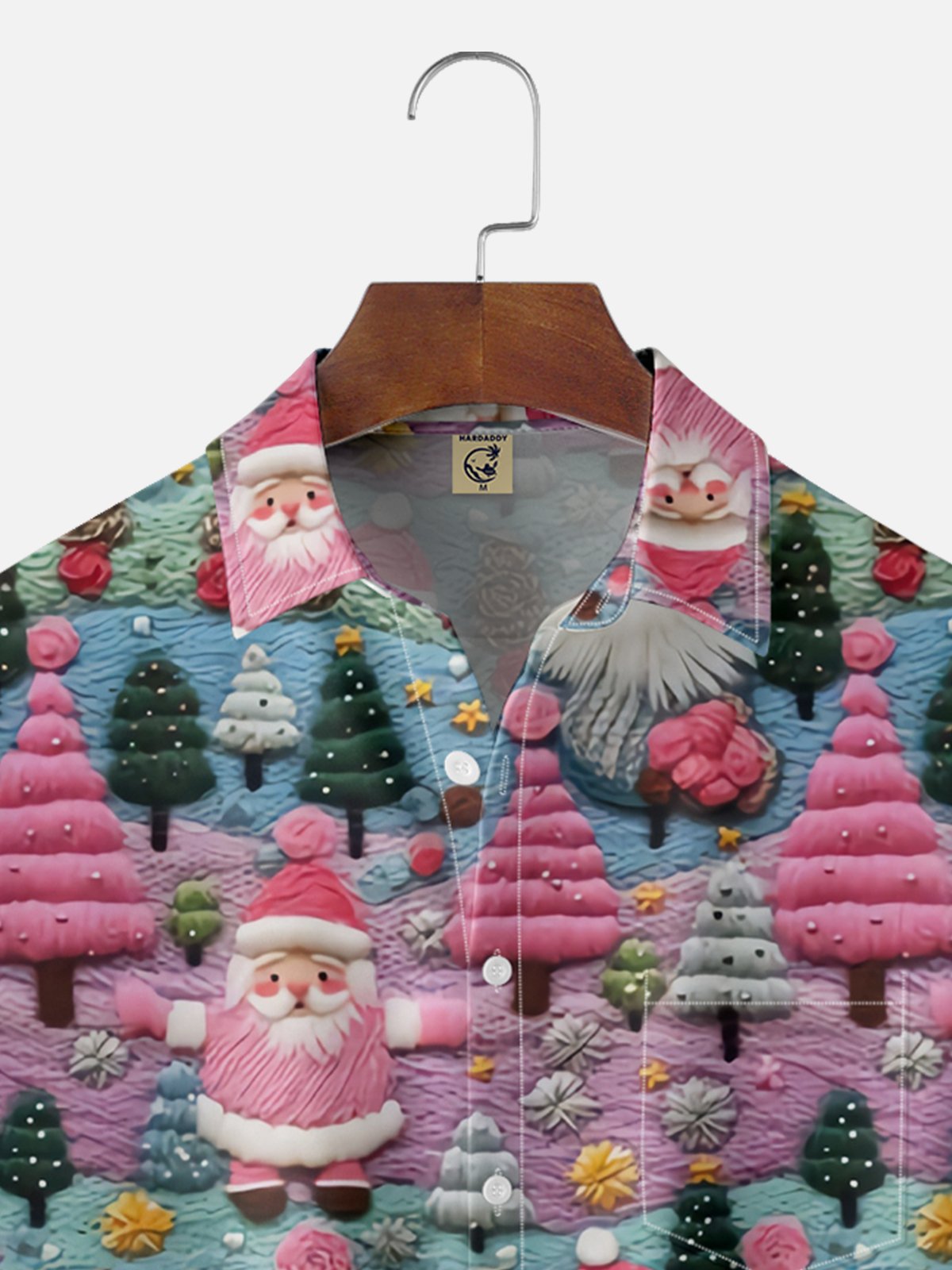 Moisture-wicking Christmas Santa Chest Pocket Casual Shirt