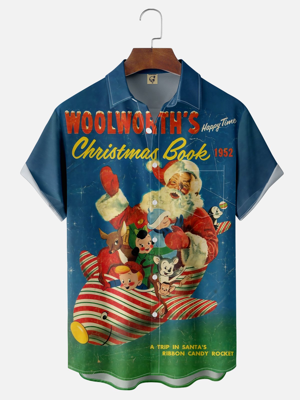 Moisture-wicking Christmas Santa Chest Pocket Casual Shirt