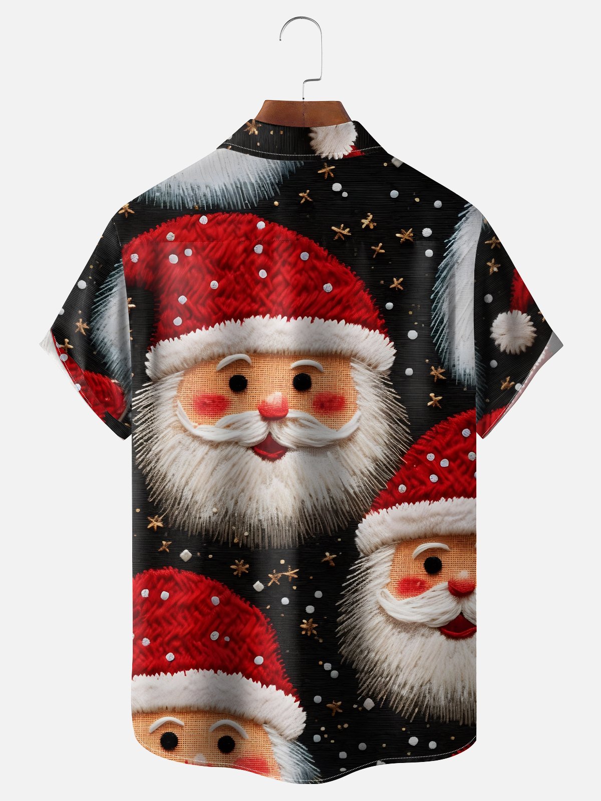 Moisture-wicking Christmas Santa Claus Chest Pocket Casual Shirt