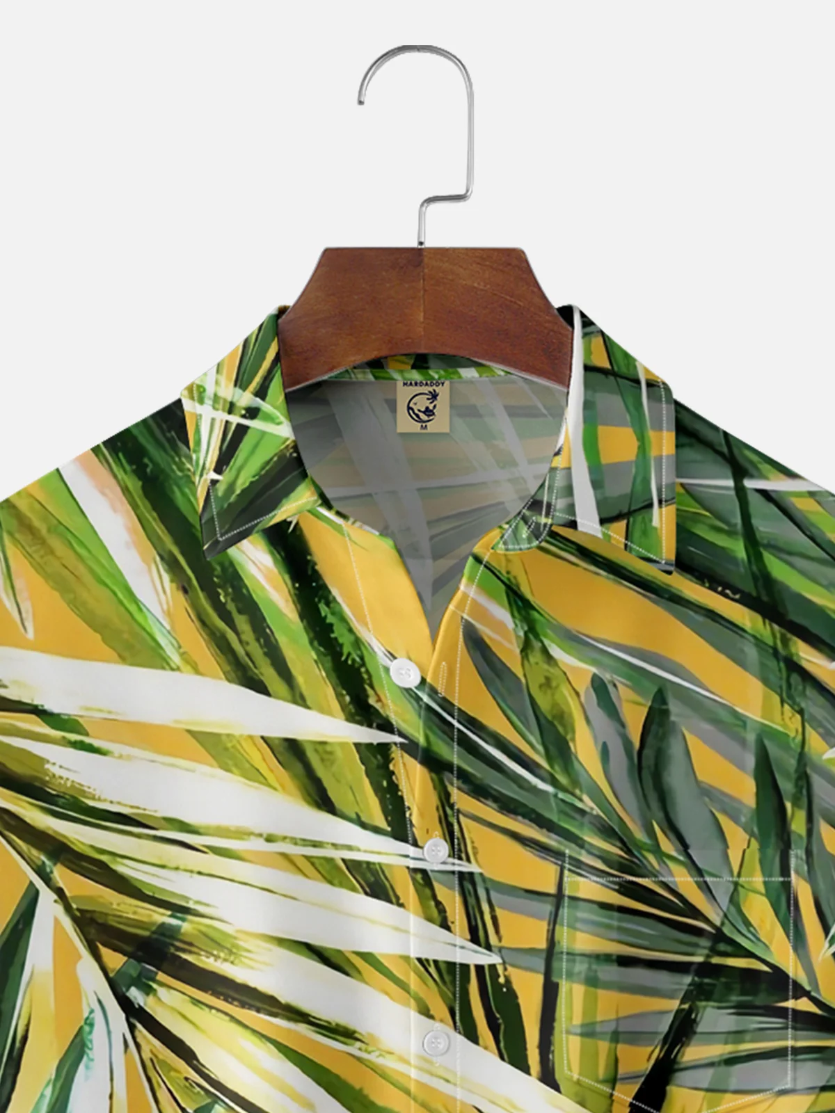 Moisture-wicking Tropical Palm Leaf Chest Pocket Hawaiian Shirt