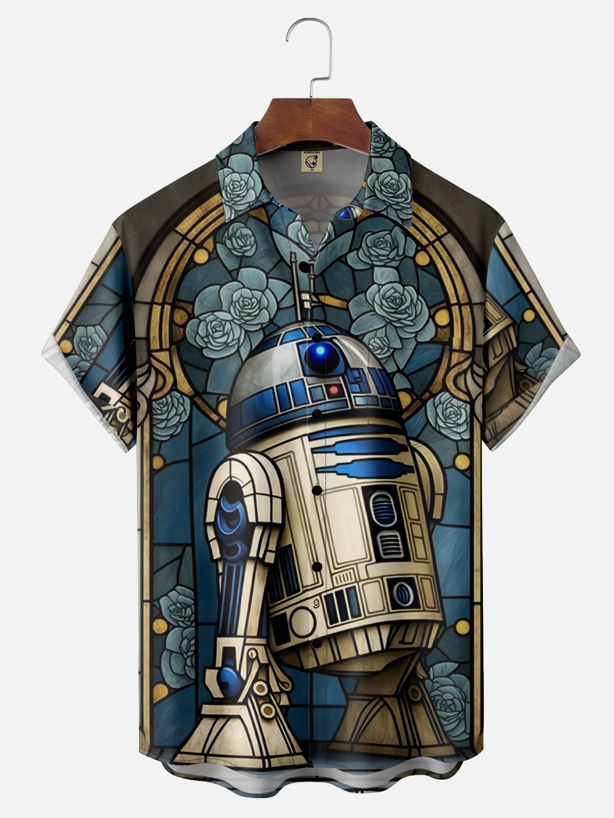 Moisture-wicking Star Robot Chapel Glass Chest Pocket Casual Shirt