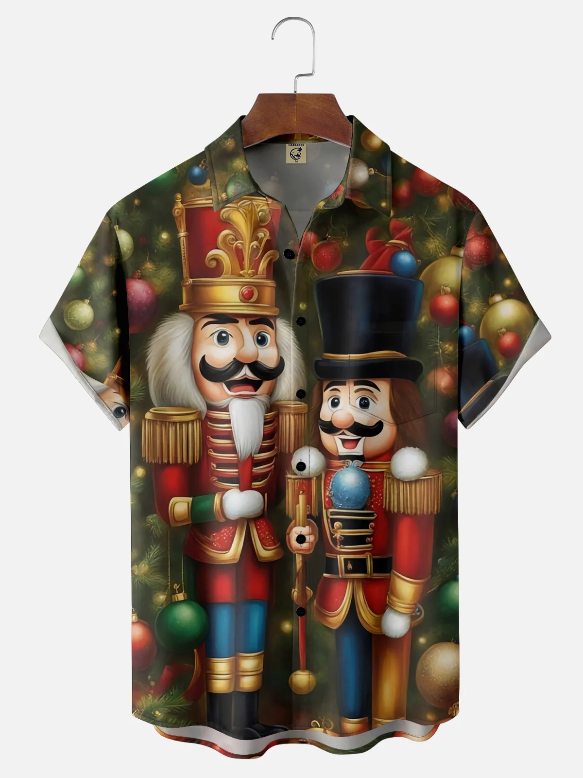 Moisture-wicking Christmas Nutcracker Chest Pocket Casual Shirt