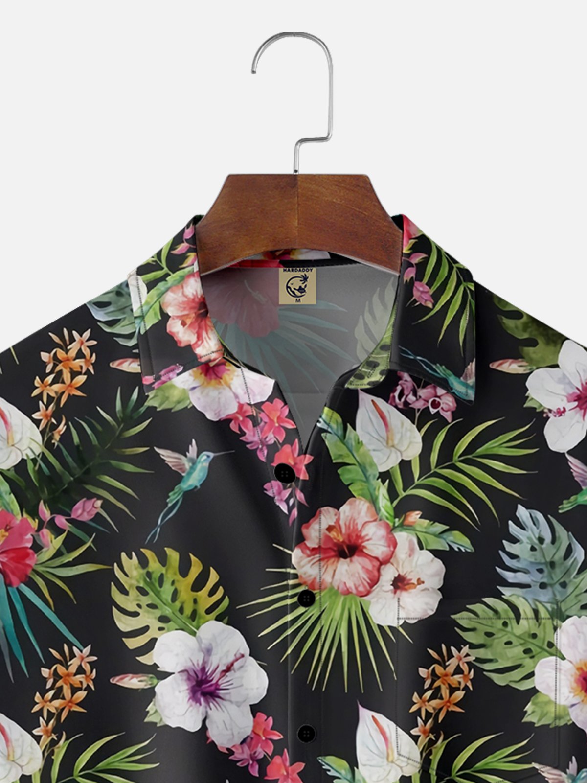 Moisture-wicking Tropical Hibiscus Flower Chest Pocket Hawaiian Shirt