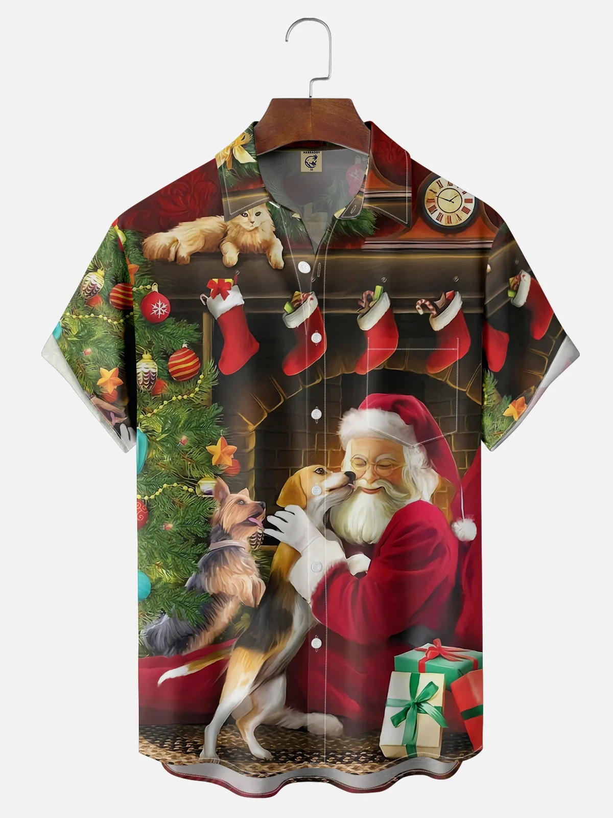 Moisture-wicking Christmas Santa Chest Pocket Casual Shirt