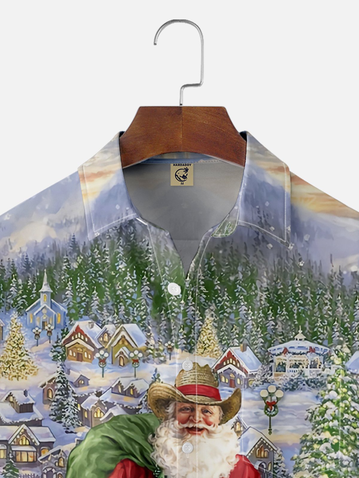 Moisture-wicking Christmas Santa Chest Pocket Holiday Shirt