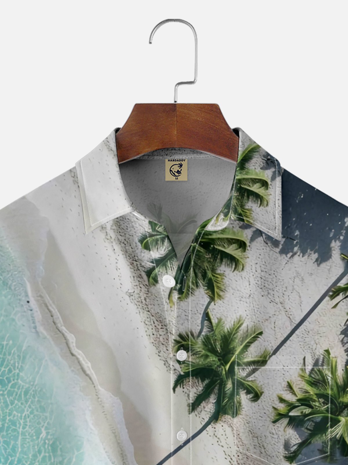 Moisture-wicking Vacation Tropical Beach Palm Tree Chest Pocket Hawaiian Shirt