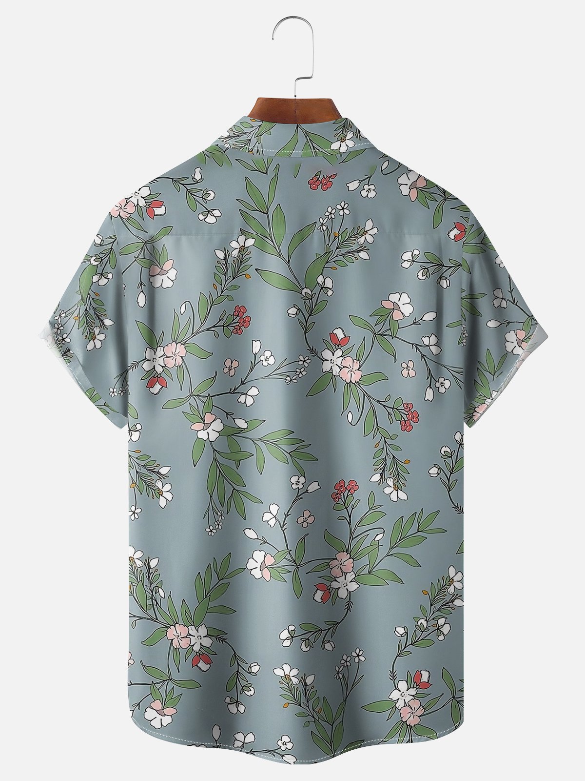 Moisture-wicking Tropical Floral Chest Pocket Hawaiian Shirt