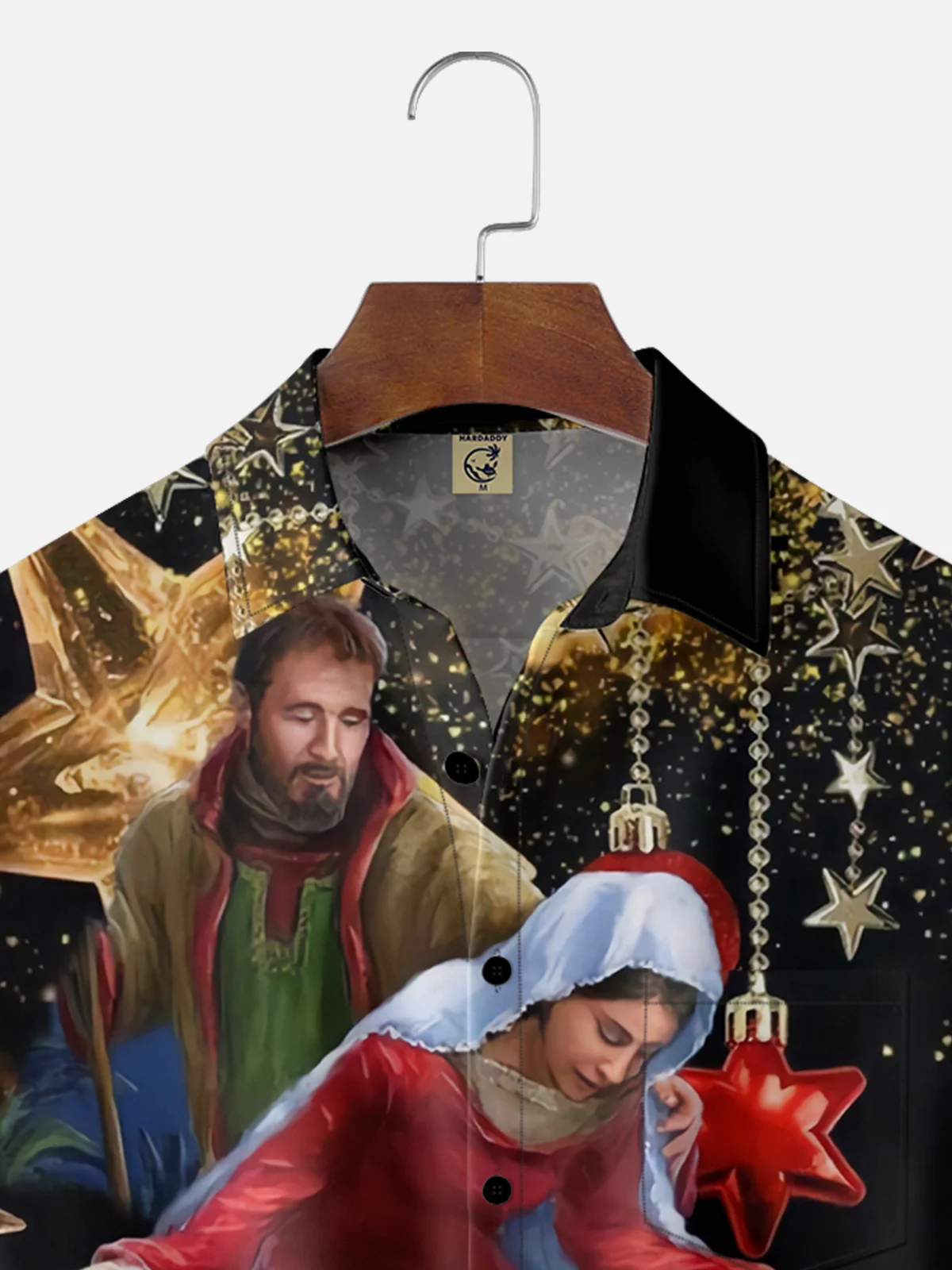 Moisture-wicking Christmas Nativity Church Jesus New Life Prayer Beliefs Chest Pocket Casual Shirt