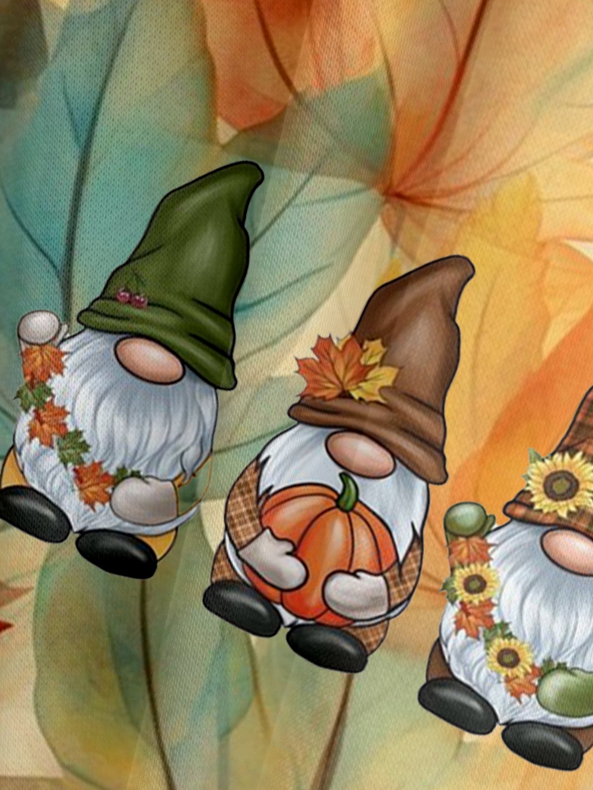 Autumn Harvest Three Gnomes Art Illustration Hoodie Sweatshirt