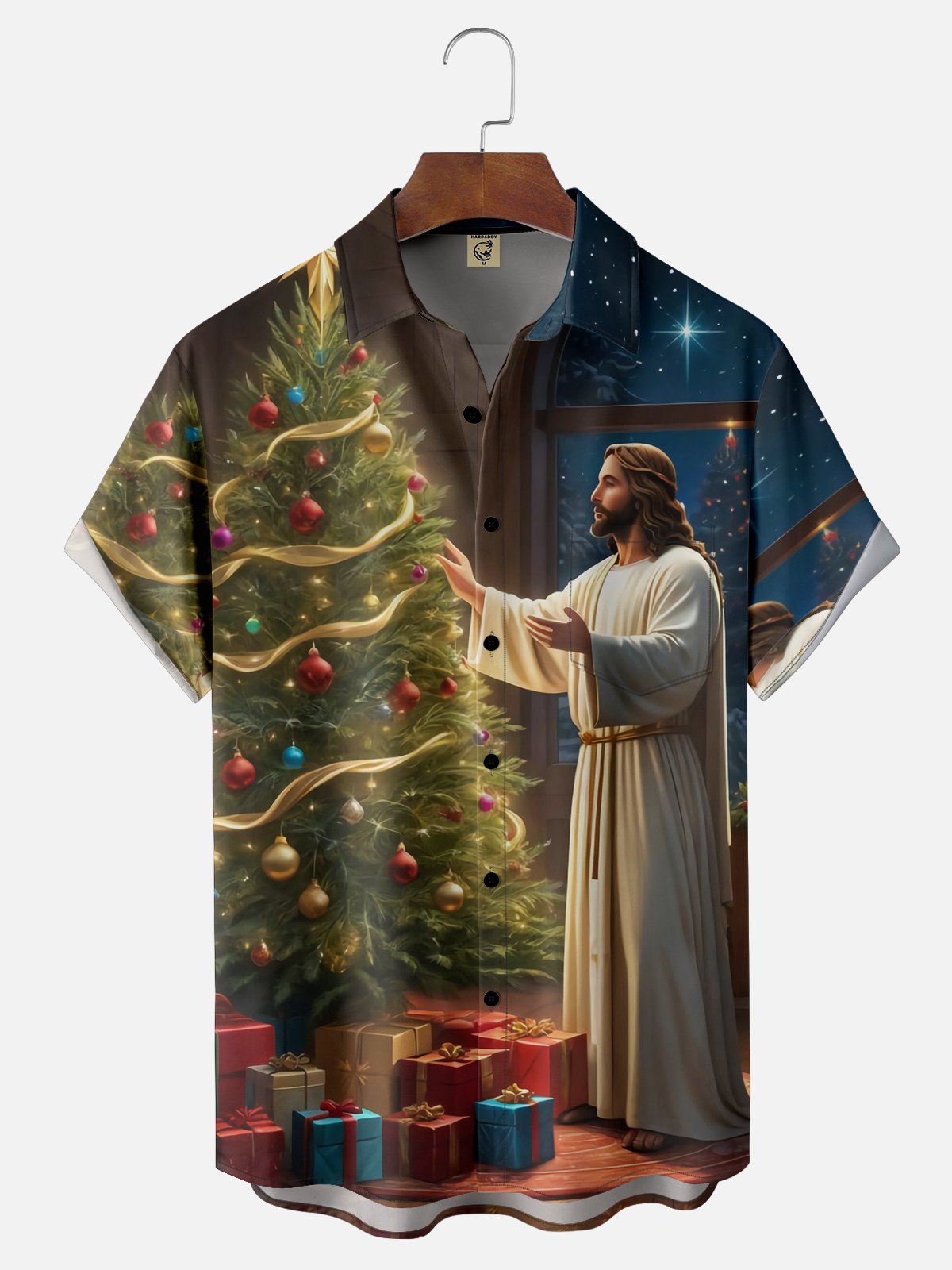 Moisture-wicking Christmas Jesus Prayer Faith Chest Pocket Casual Shirt