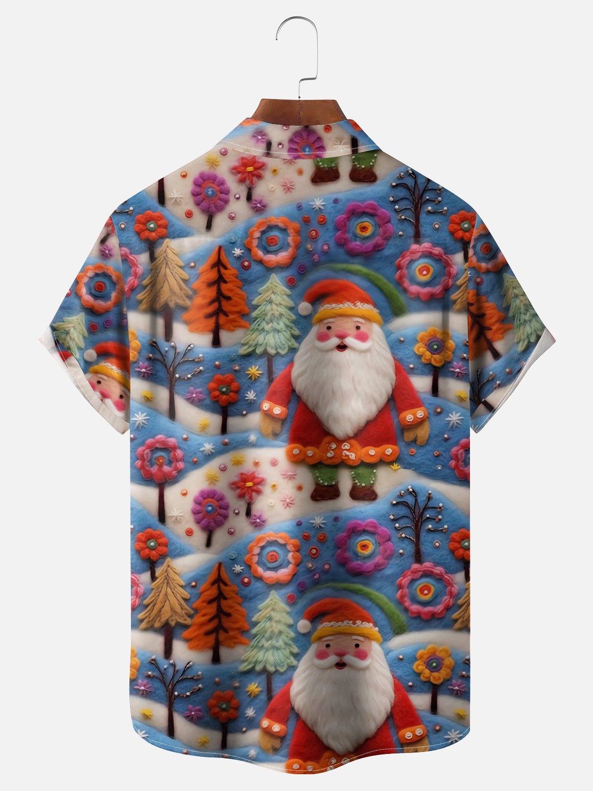 Moisture-wicking Christmas Santa Chest Pocket Casual Shirt