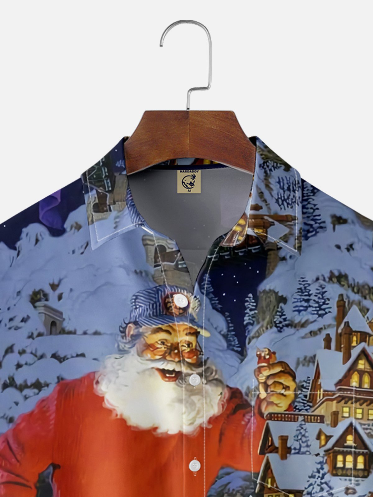 Moisture-wicking Christmas Santa Claus Chest Pocket Casual Shirt