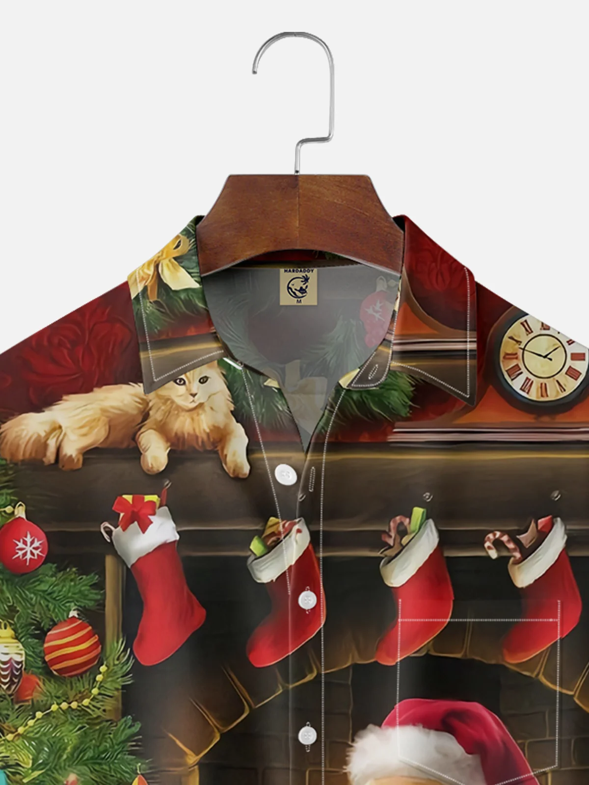 Moisture-wicking Christmas Santa Chest Pocket Casual Shirt