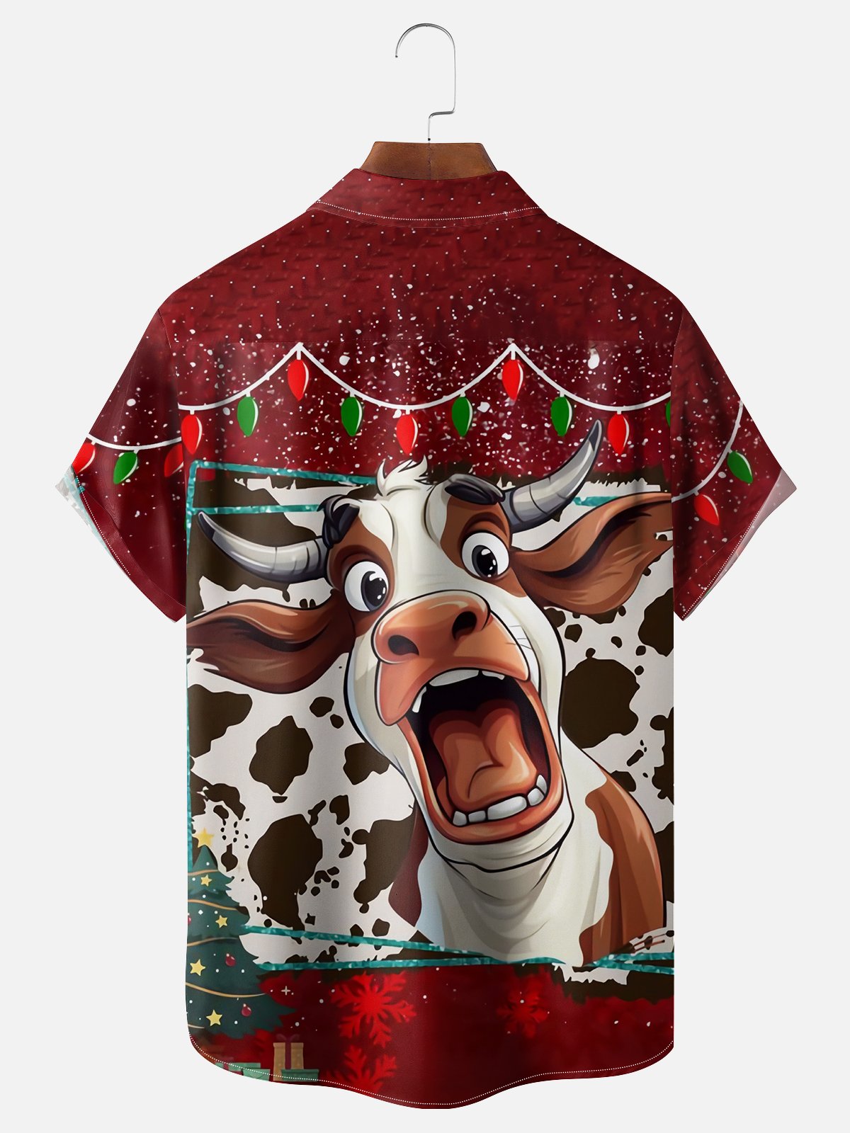 Moisture-wicking Christmas Funny Cow Chest Pocket Holiday Shirt