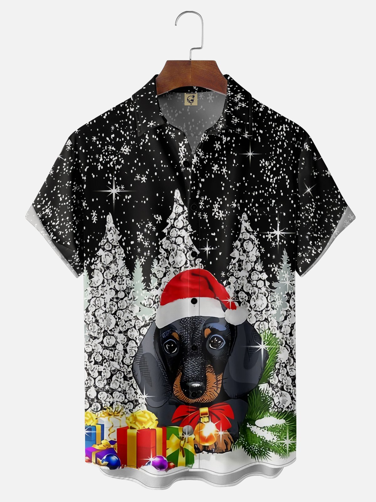 Moisture-wicking Christmas Dog Chest Pocket Casual Shirt