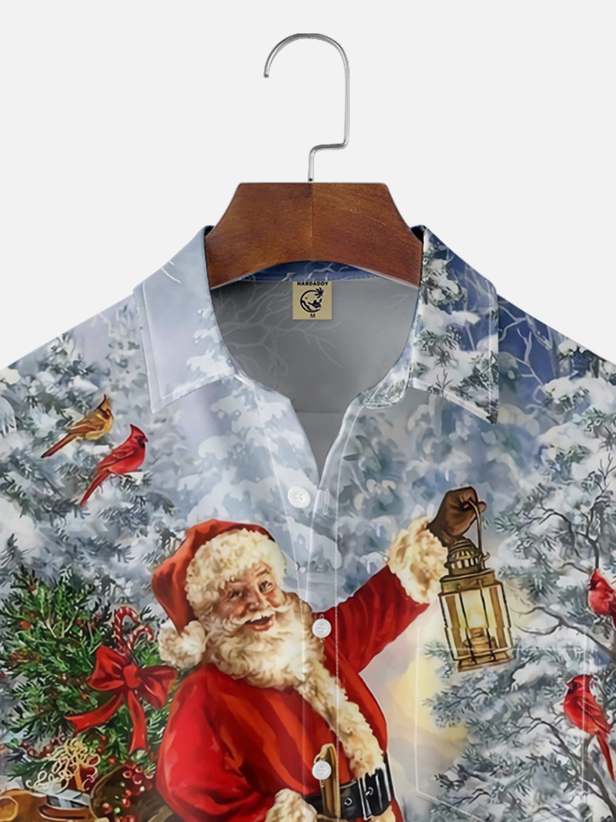 Moisture-wicking Christmas Santa Claus Chest Pocket Holiday Shirt