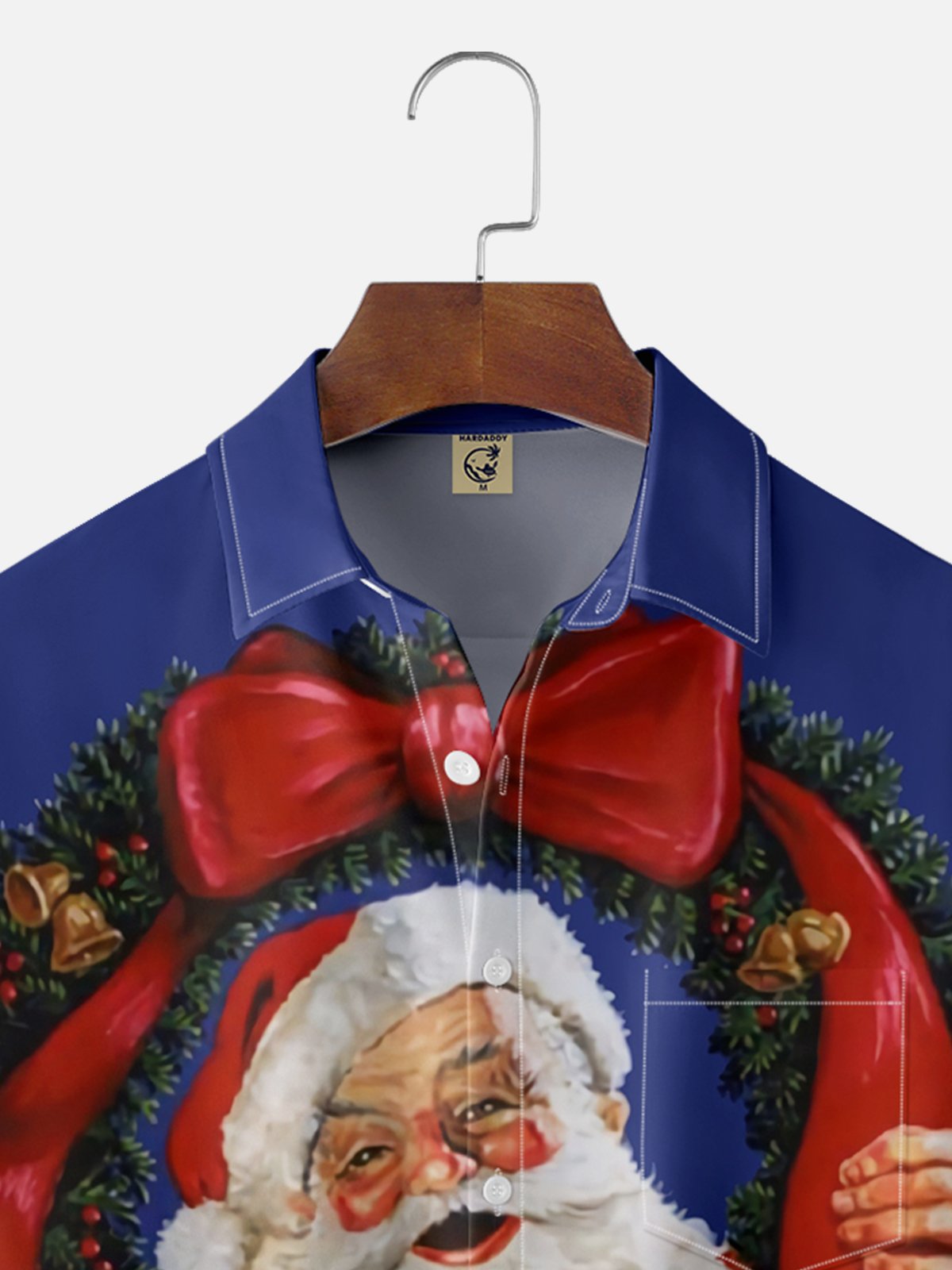 Moisture-wicking Christmas Santa Claus Greeting Chest Pocket Casual Shirt