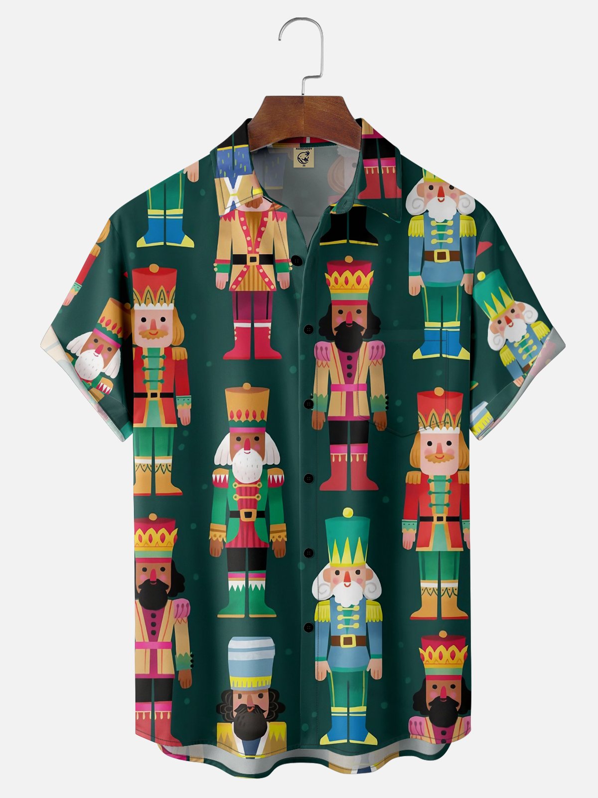 Moisture-wicking Christmas Nutcracker Chest Pocket Casual Shirt