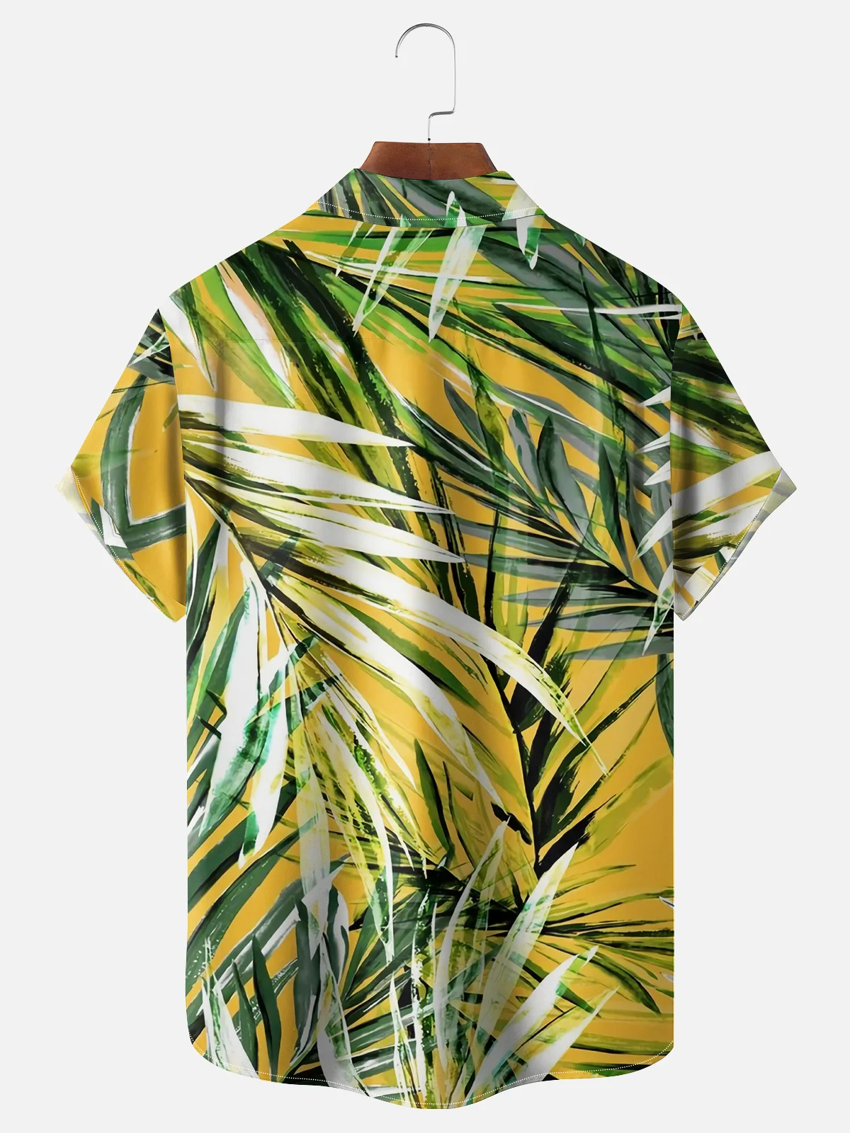 Moisture-wicking Tropical Palm Leaf Chest Pocket Hawaiian Shirt