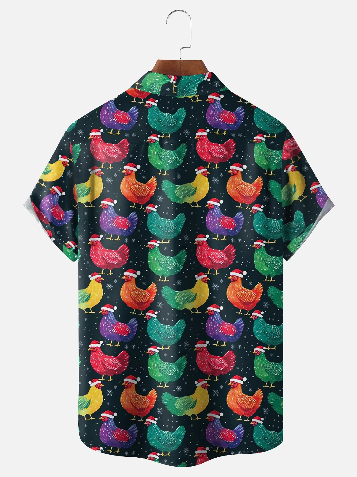 Moisture-wicking Christmas Rooster Chicken Chest Pocket Casual Shirt