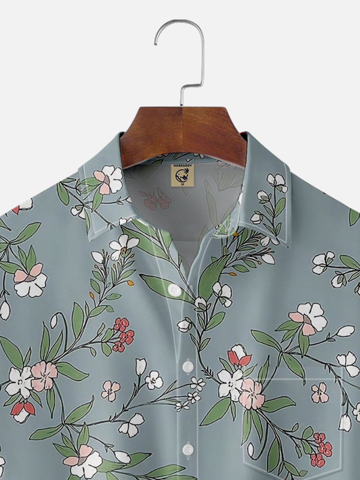 Moisture-wicking Tropical Floral Chest Pocket Hawaiian Shirt