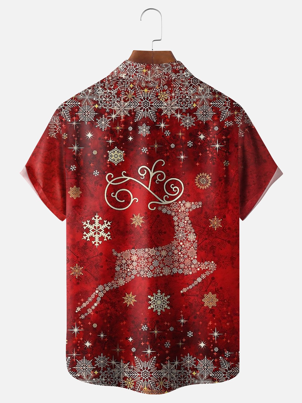 Moisture-wicking Christmas Art Reindeer Chest Pocket Hawaiian Shirt