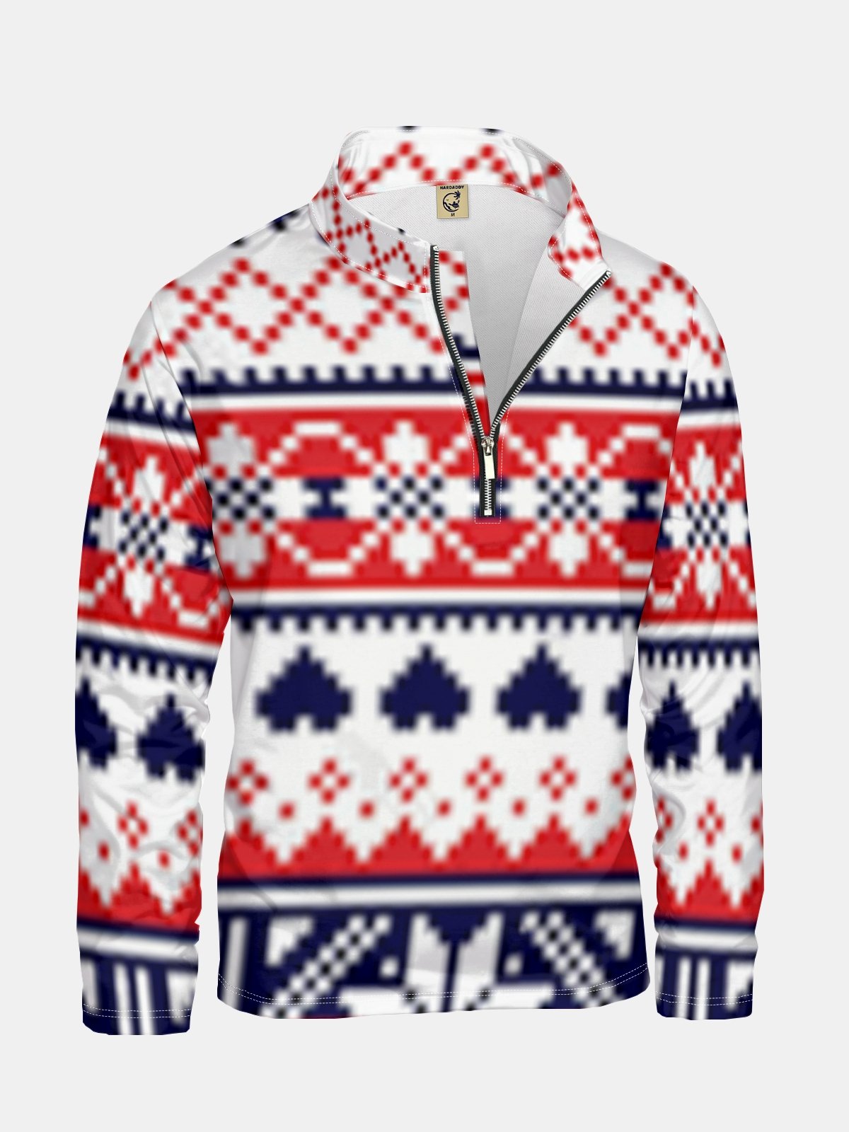 Classic Retro Geometric Print Half-zip Pullover Sweatshirt