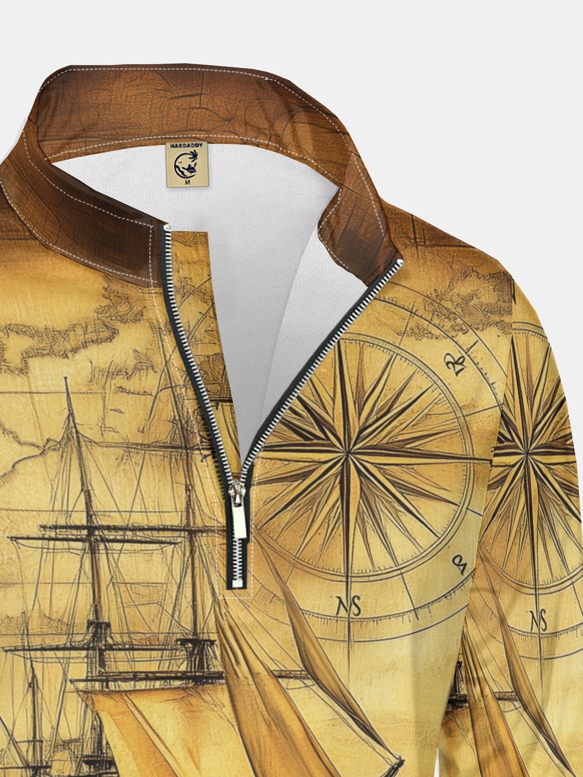 Still Sailboat and Compass Half-zip Pullover Sweatshirt