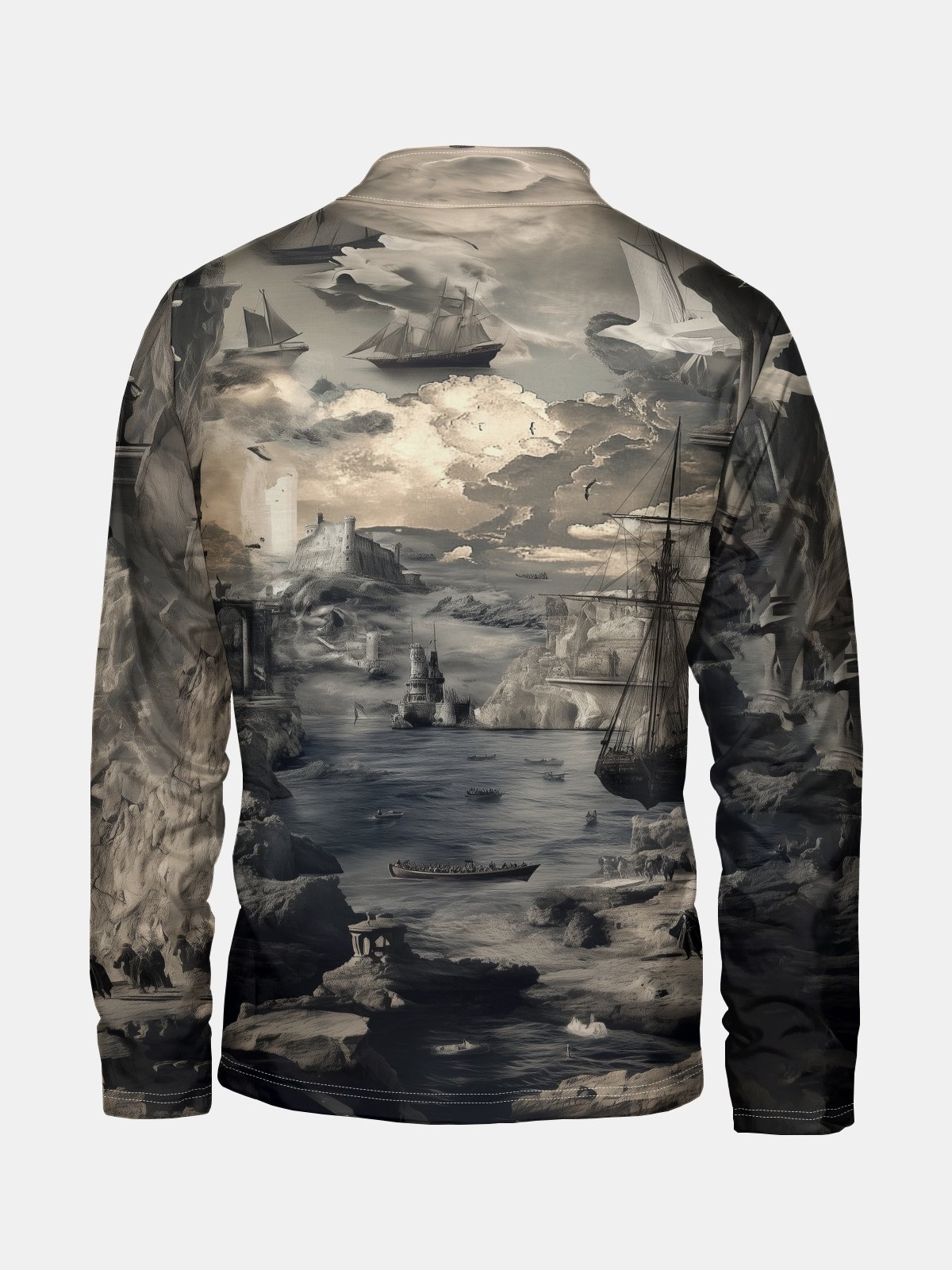 Bay Art Landscape Print Half-zip Pullover Sweatshirt