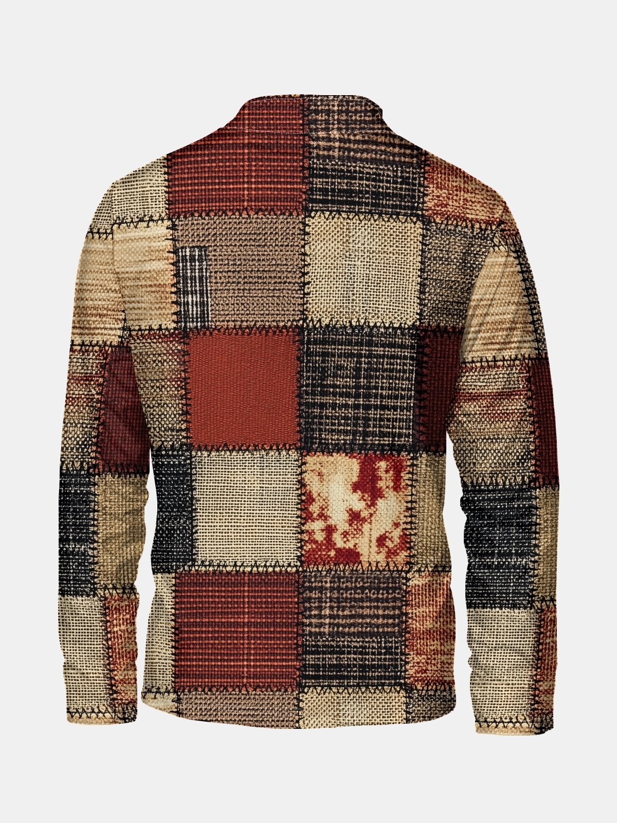 Retro Abstract Texture Splicing Print Half-zip Pullover Sweatshirt