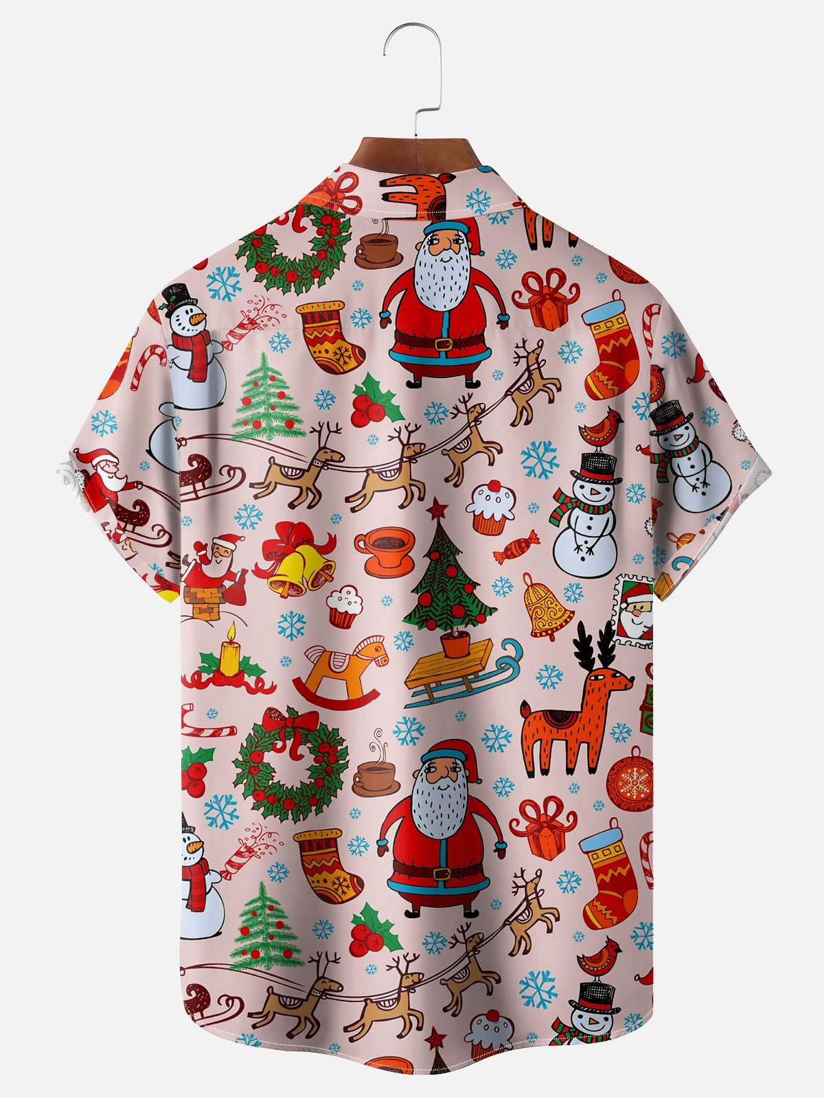 Moisture Wicking Santa Claus Gift Chest Pocket Hawaiian Shirt