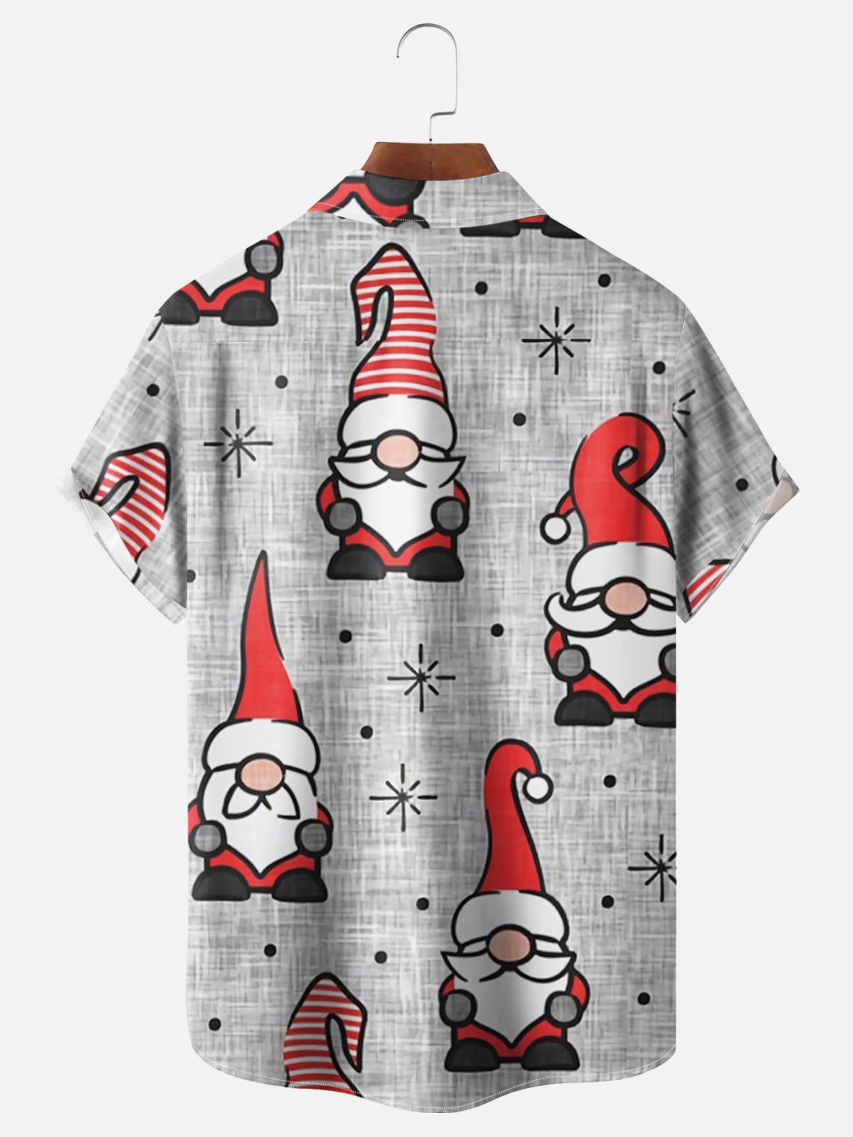 Short Sleeves Dwarf Santa Claus Print Shirt