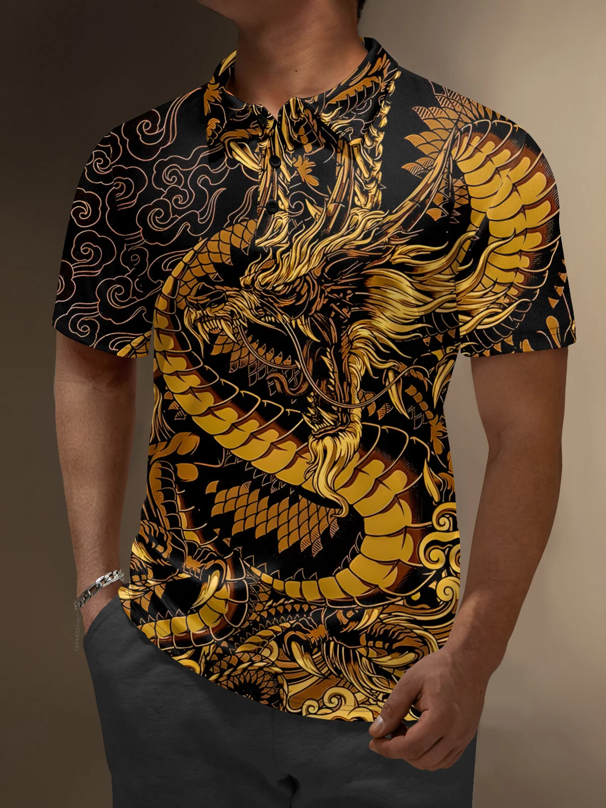 Moisture Wicking Art Dragon Golf Polo