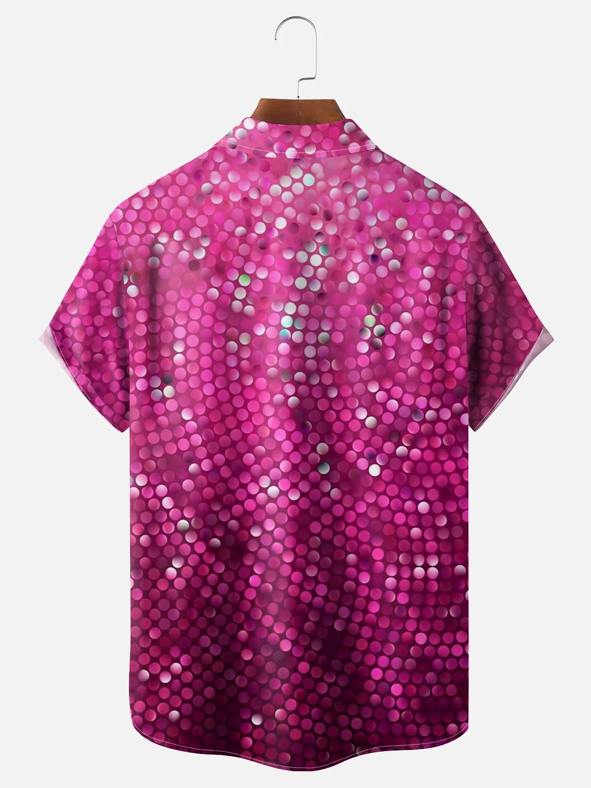 Moisture-wicking Party Purple Sequin Chest Pocket Hawaiian Shirt