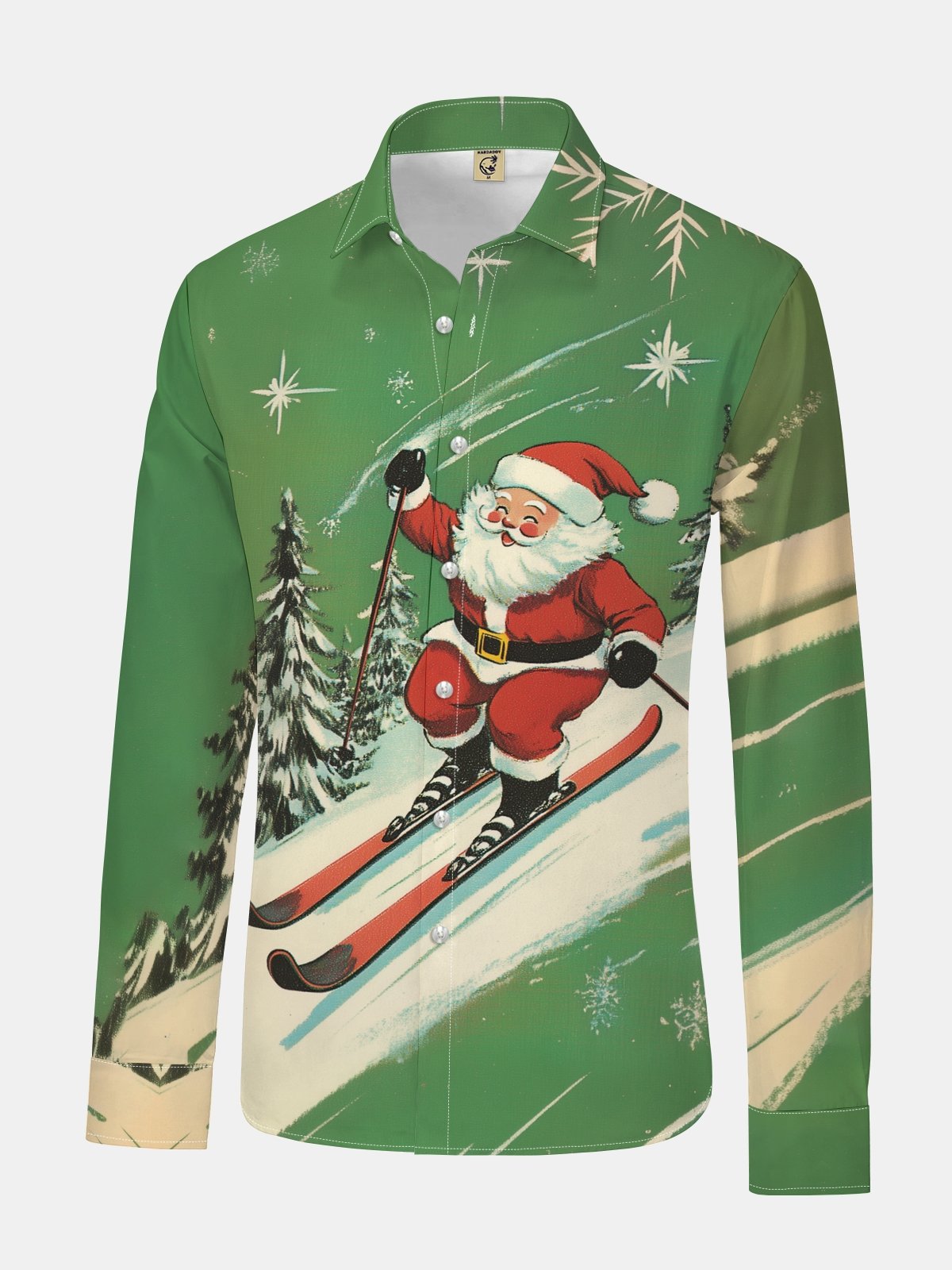 Christmas Santa Claus Regular Fit Long Sleeve Casual Holiday Dress Shirt