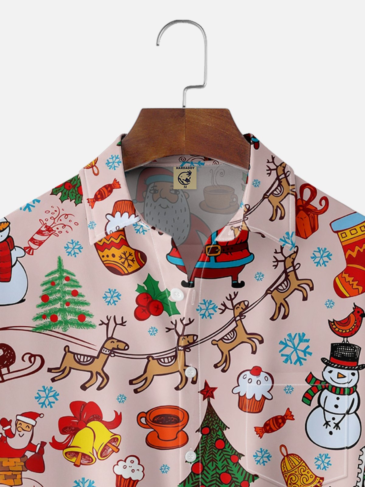 Moisture Wicking Santa Claus Gift Chest Pocket Hawaiian Shirt