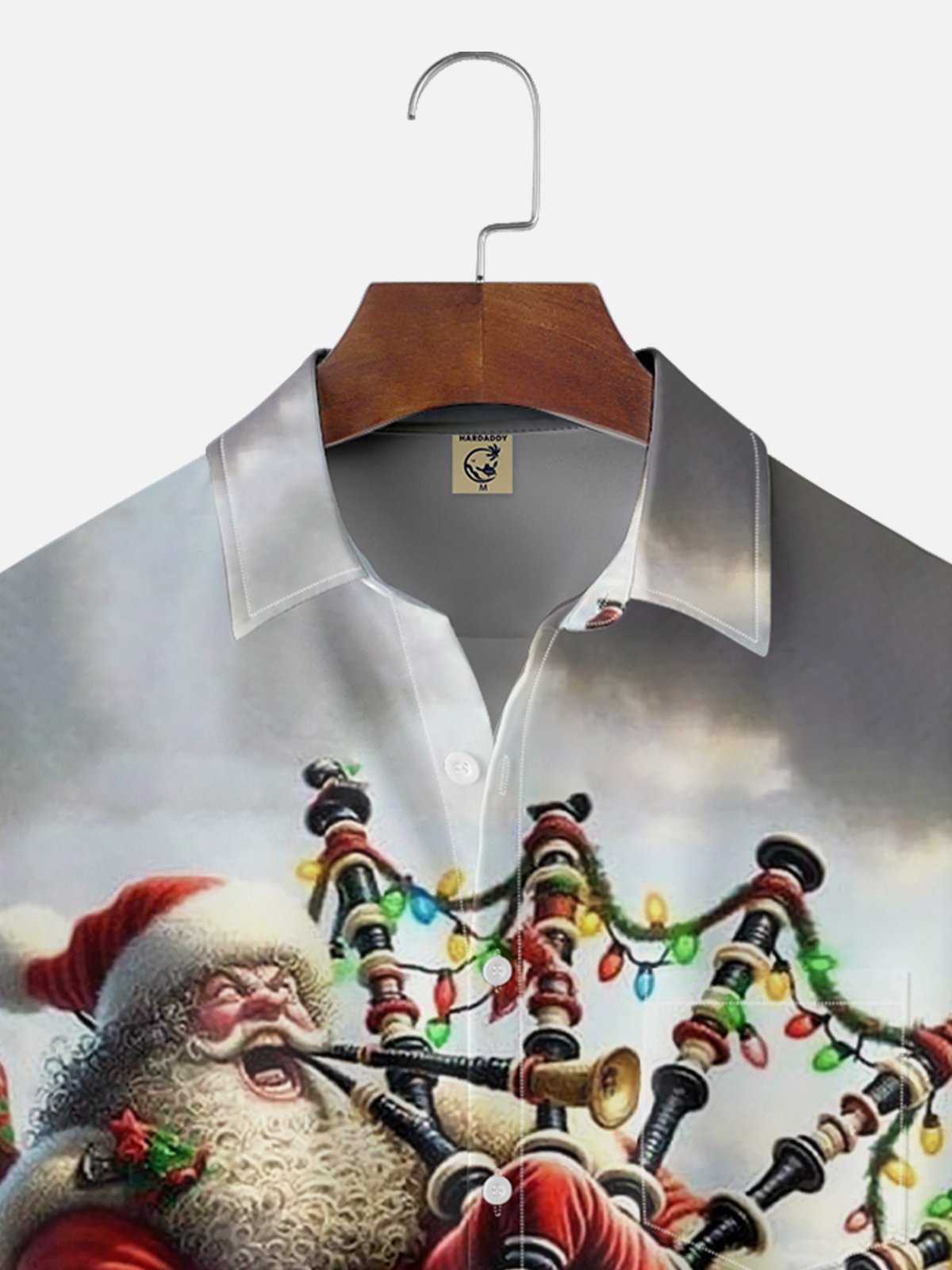 Moisture-wicking Scottish-style Santa Claus Chest Pocket Hawaiian Shirt